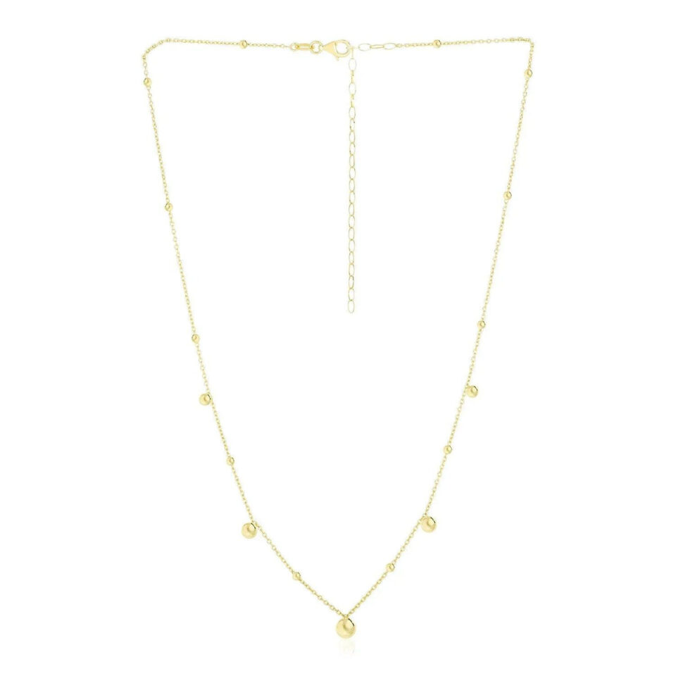14K Yellow Gold Beaded Necklace