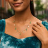 Inlay station necklace in solid 14K yellow gold, view 6