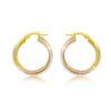 14K Tri-Colour Gold Woven Hoop Earrings