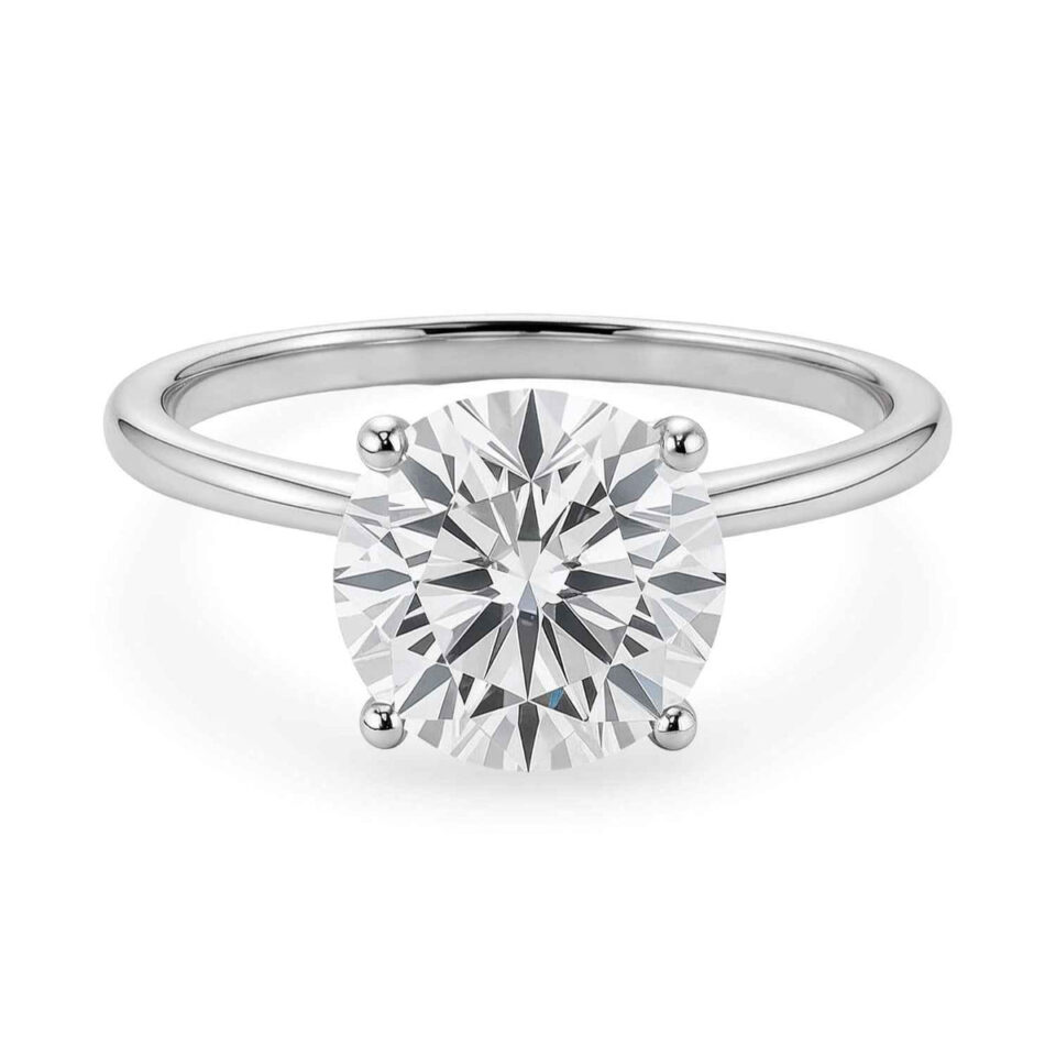 14K White Gold Lab-Grown Diamond Solitaire Round Ring 2cttw