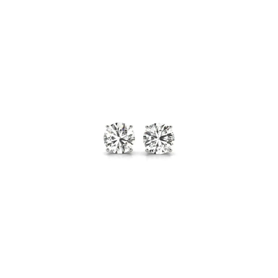 14K White Gold Lab-Grown Diamond Round Stud Earrings 1/2cttw