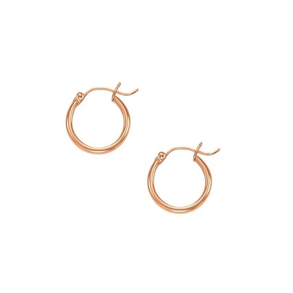 14K Rose Gold Hoop Earrings 2x20mm