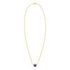 Heart amethyst necklace in solid 14K yellow gold, view 2