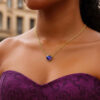 Heart amethyst necklace in solid 14K yellow gold, view 4