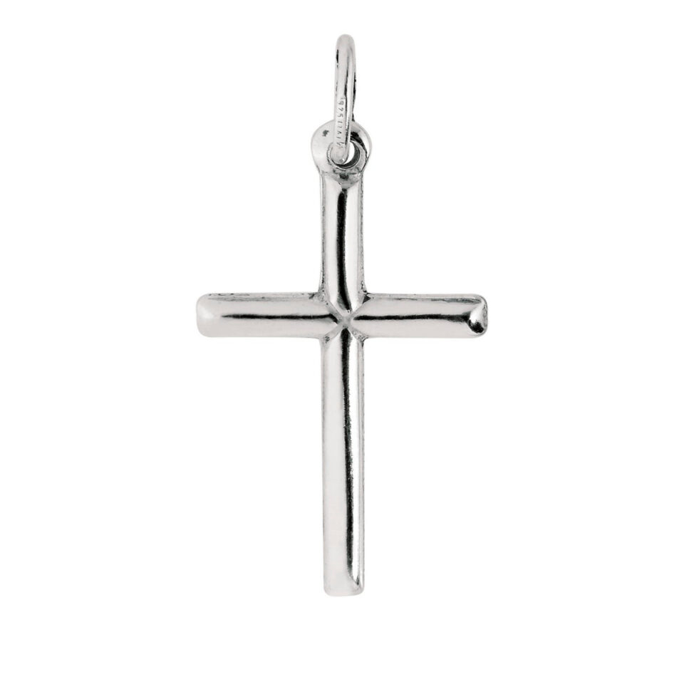 Sterling Silver, Rhodium Plated Cross Medium
