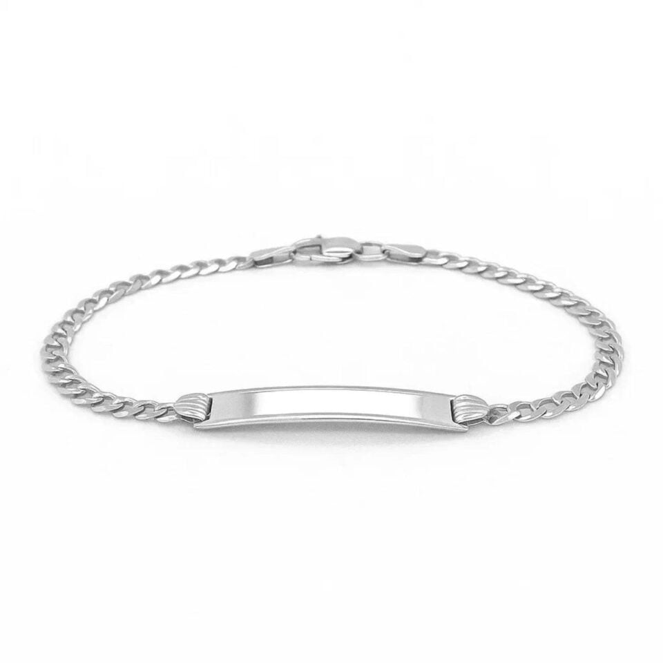 14K White Gold Polished Curb Bracelet