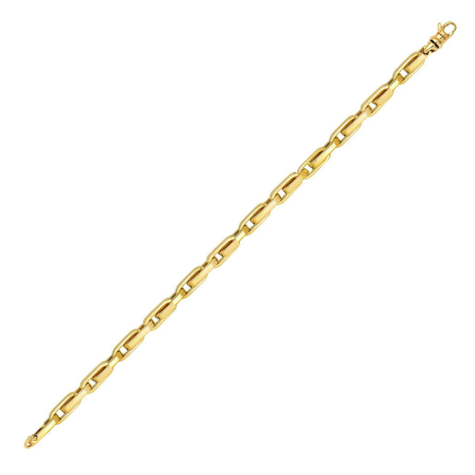 14K Yellow Gold Fancy Oval Box Link Bracelet