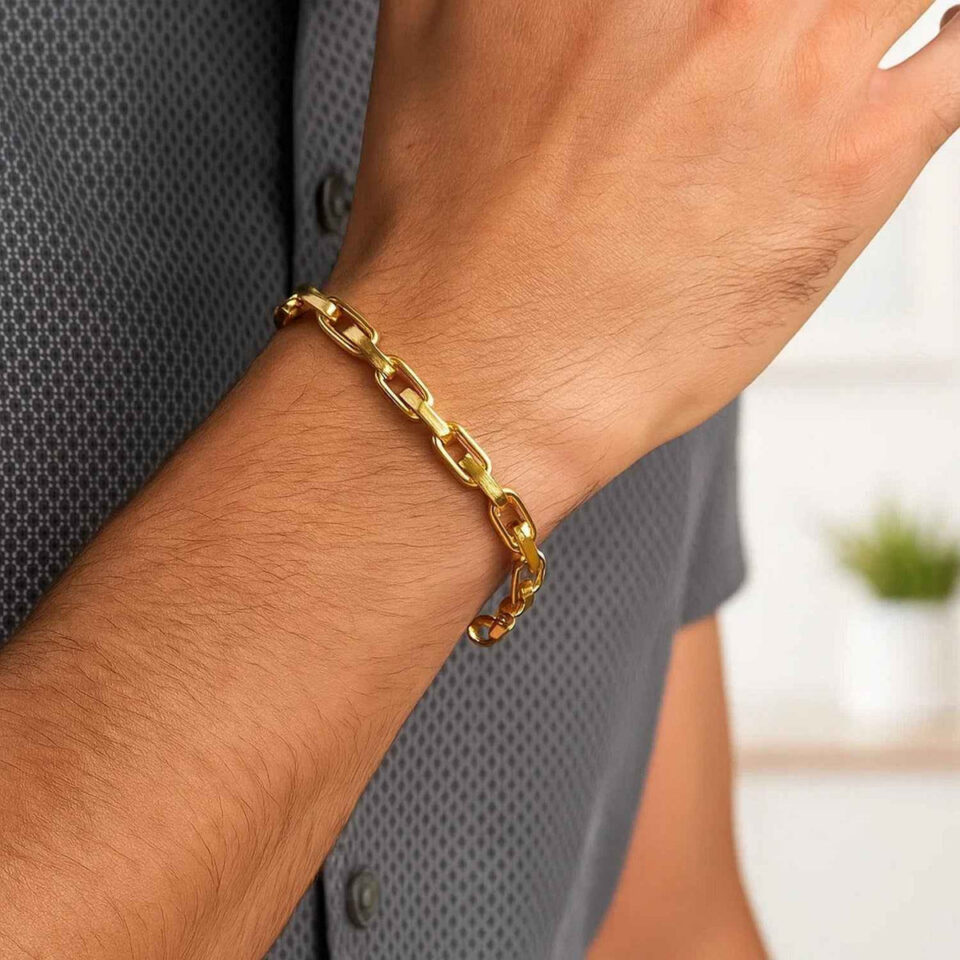 14K Yellow Gold Fancy Oval Box Link Bracelet