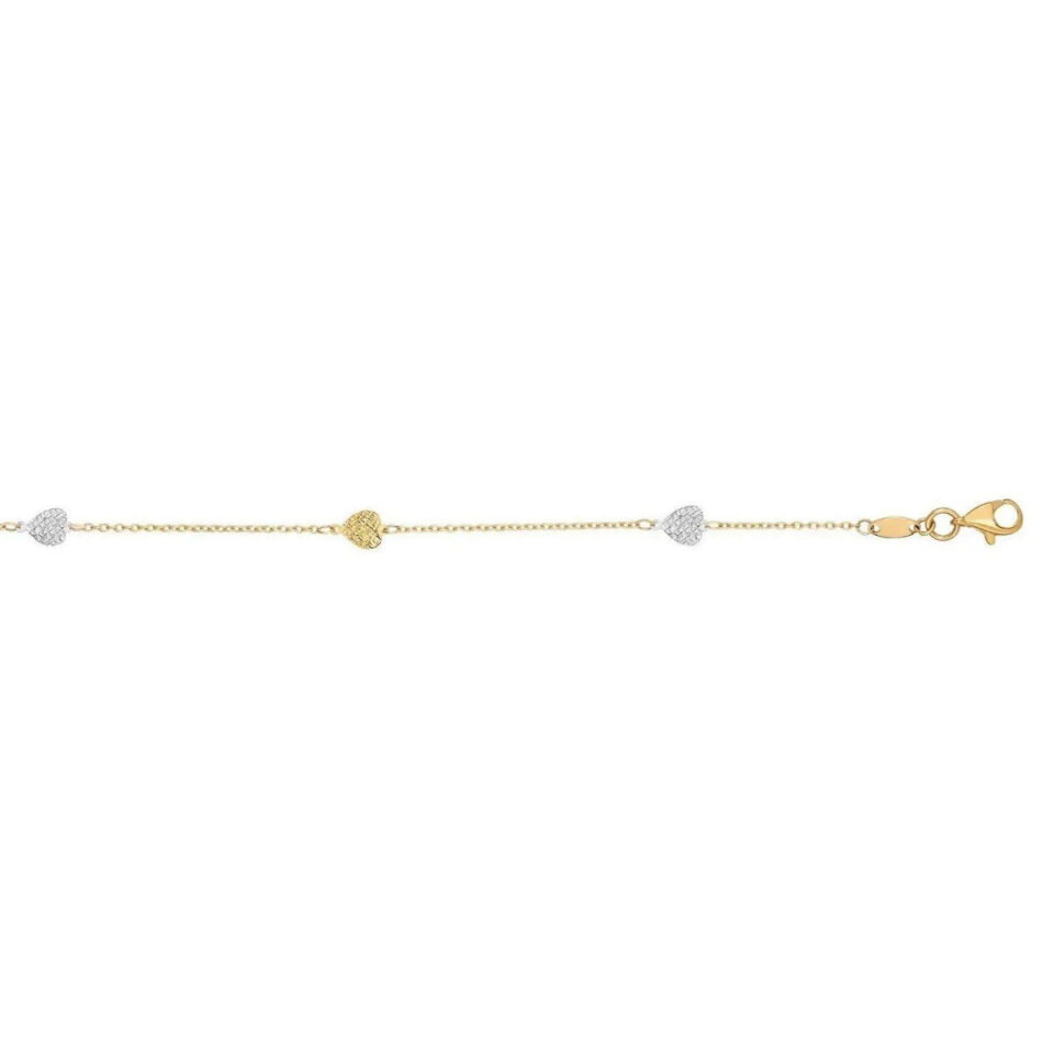 14K Yellow And White Gold Textured Anklet