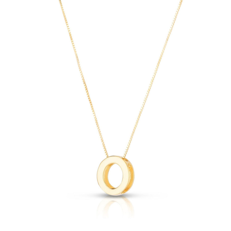 14K Yellow Gold Yours Truly Block Letter Initial O Necklace