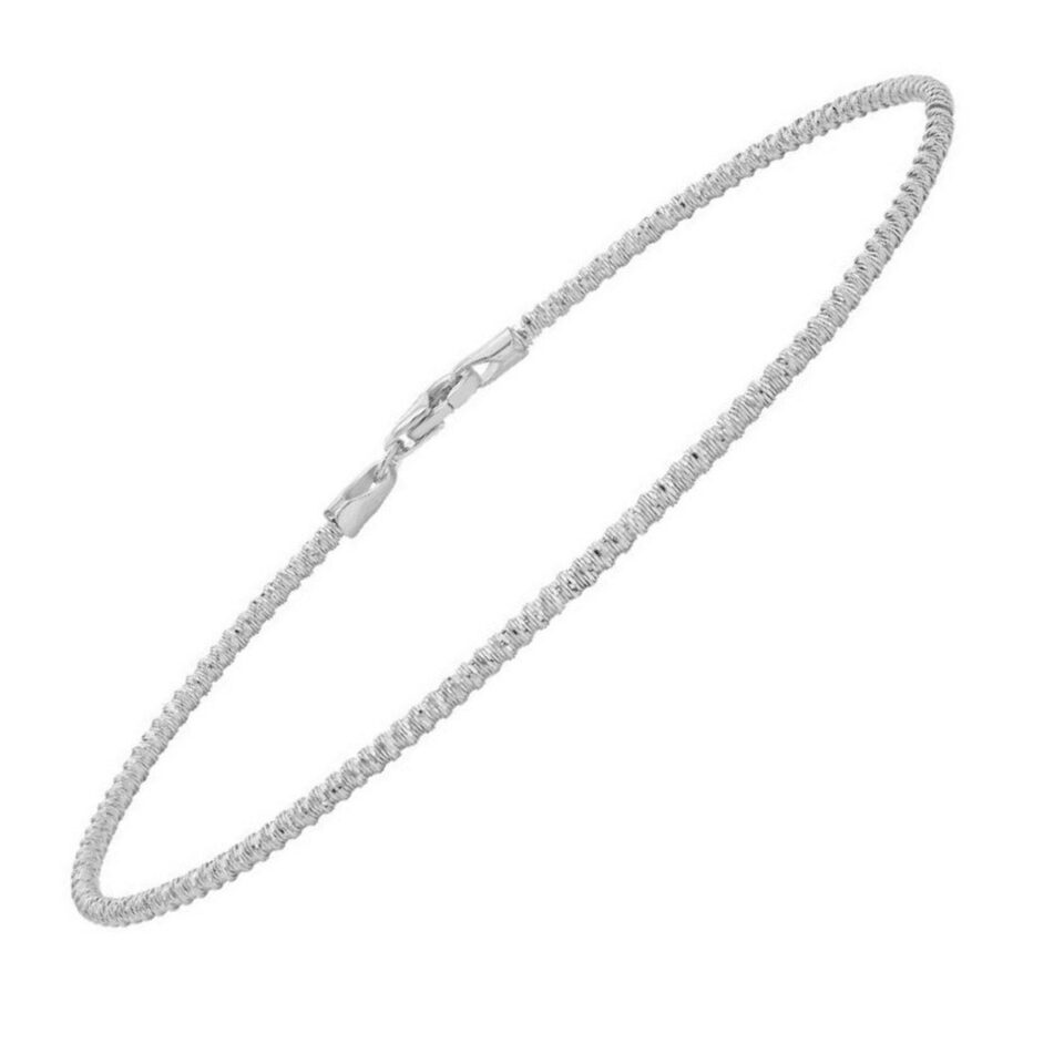 14K White Gold Diamond Cut Sparkle Spring