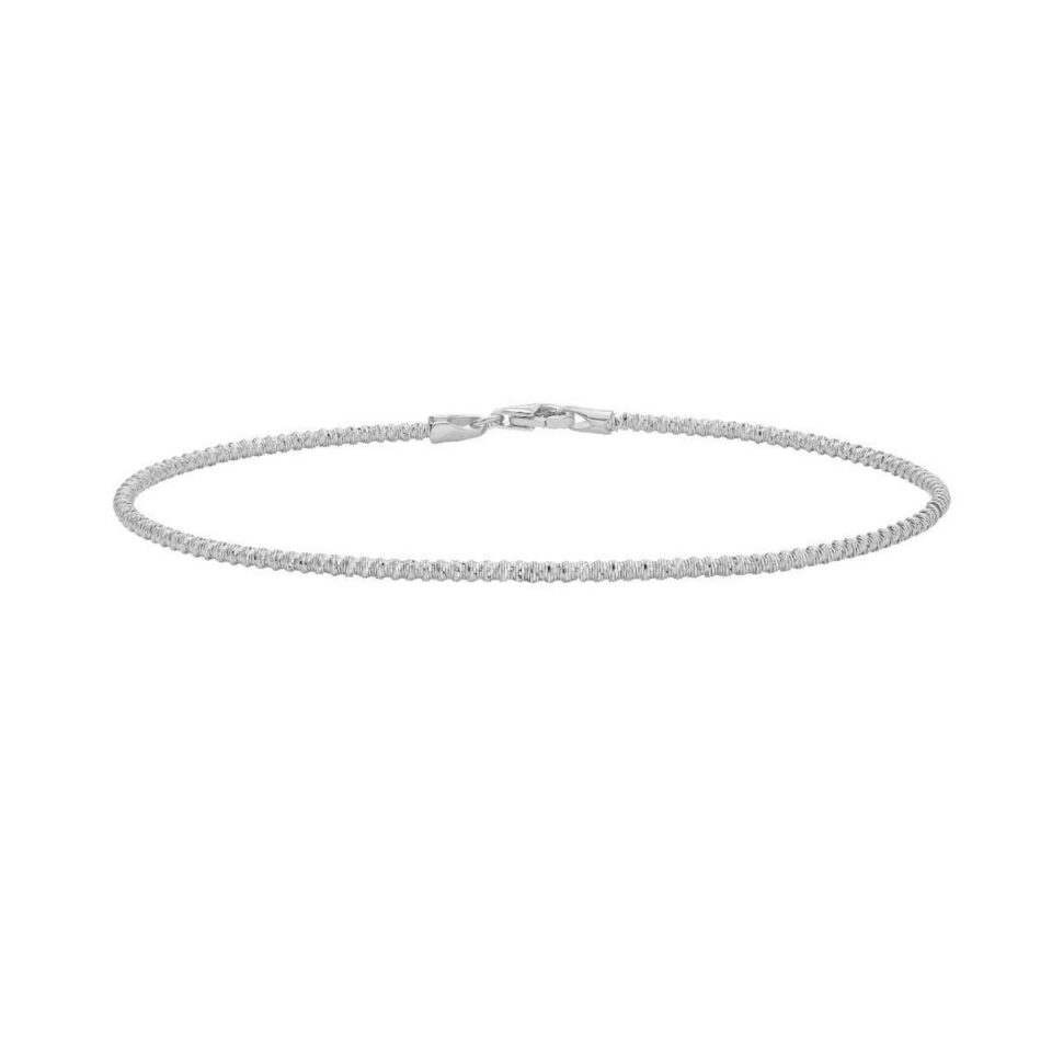 14K White Gold Diamond Cut Sparkle Spring