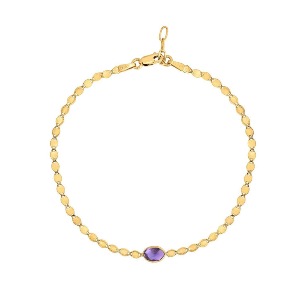 14K Yellow Gold Amethyst Mirrored Chain