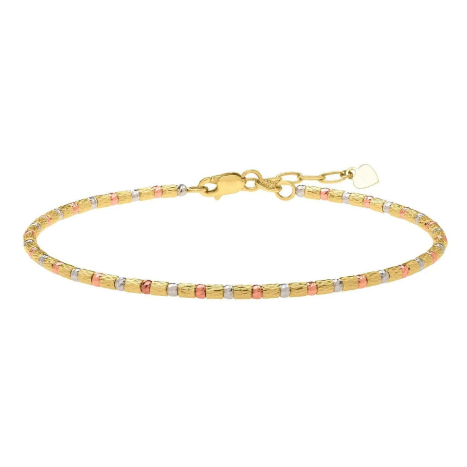 14K Tri-Colour Gold Bead Bracelet
