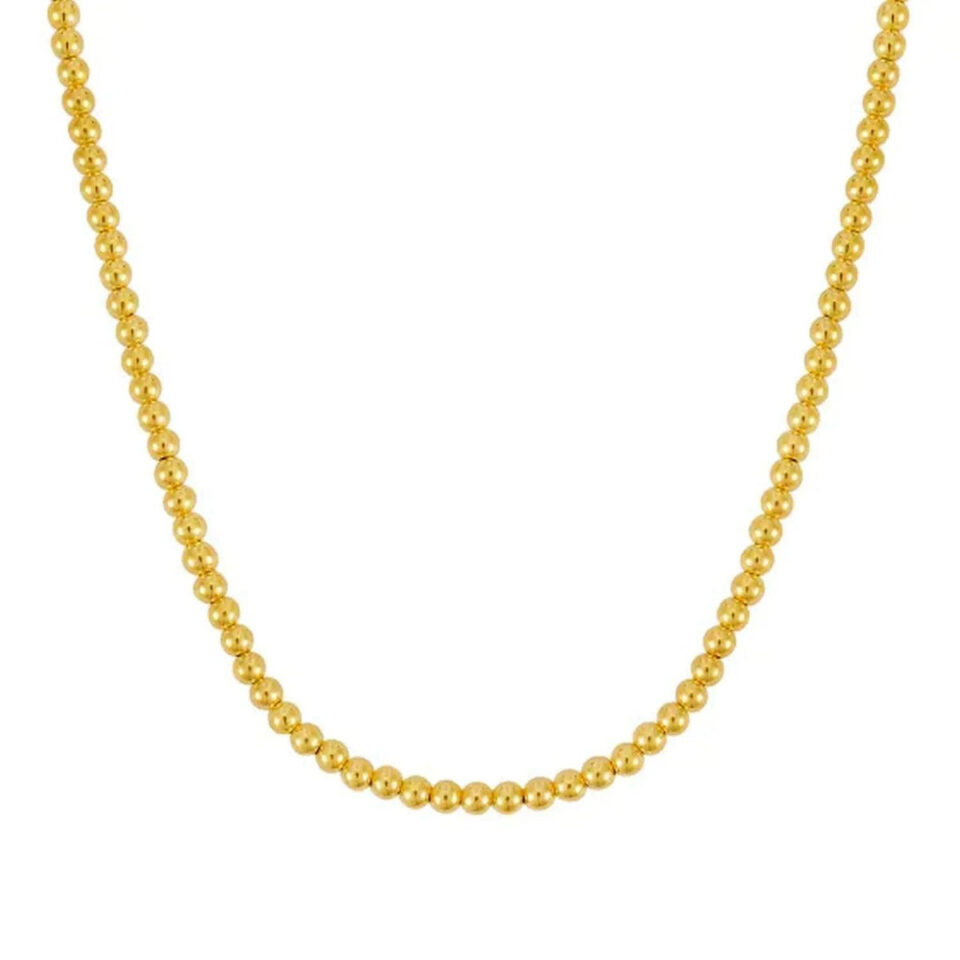 14K Yellow Gold Bead Necklace 4mm