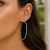 Sterling Silver Textured Round Hoop 1.6x70mm