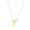 Yours truly block letter initial F necklace in solid 14K yellow gold