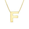 Yours truly block letter initial F necklace in solid 14K yellow gold, view 2