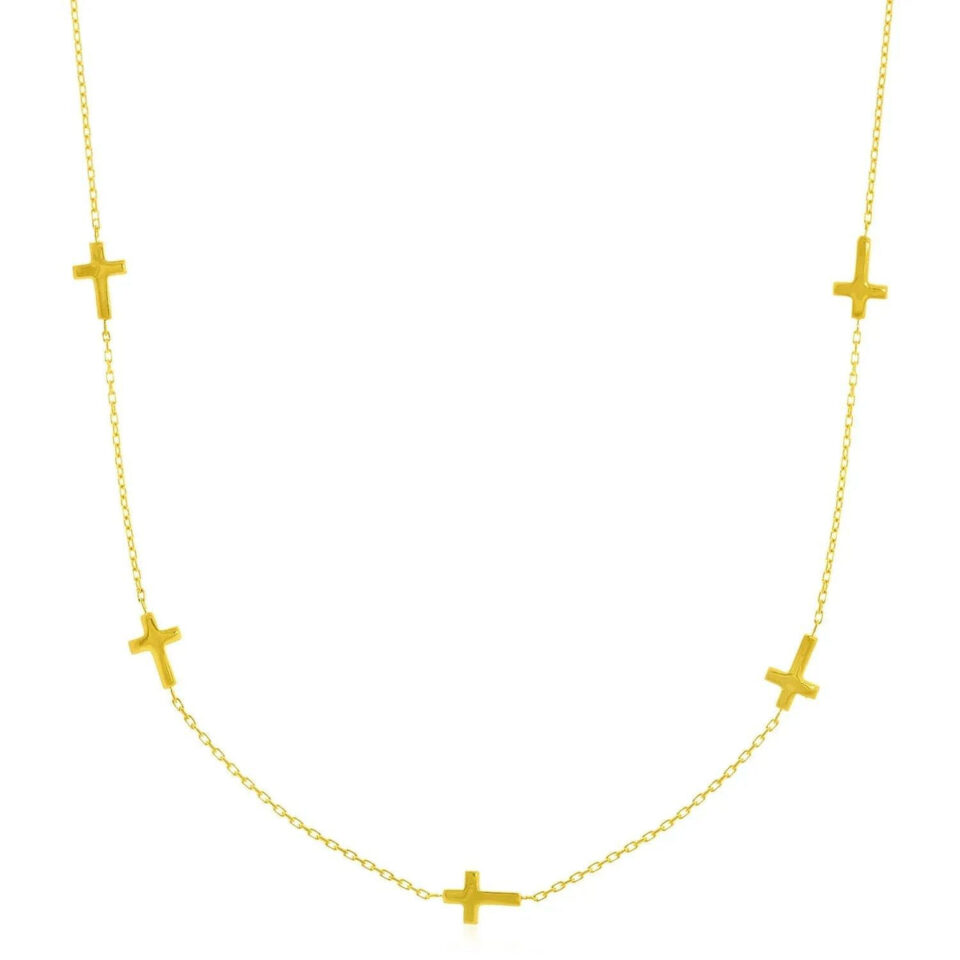 14K Yellow Gold Cross Necklace Chain
