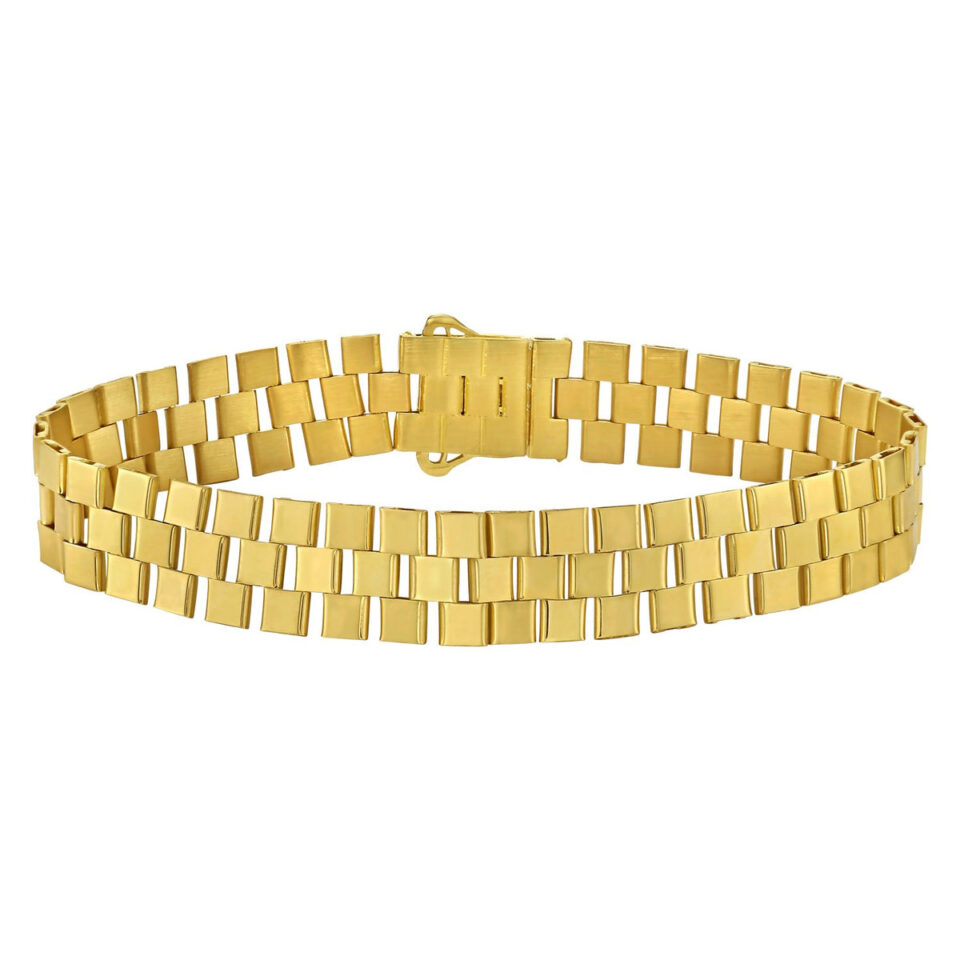 14K Yellow Gold Small Cobblestone Link Bracelet