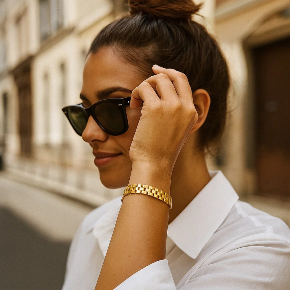 14K Yellow Gold Small Cobblestone Link Bracelet