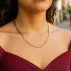 Panther chain link shiny necklace in solid 14K yellow gold, view 4