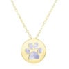 Dog paw print symbol mother pearl necklace in solid 14K yellow gold