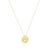 Dog paw print symbol mother pearl necklace in solid 14K yellow gold, view 2