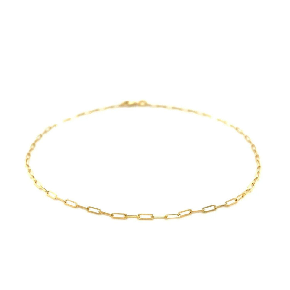 14K Yellow Gold Paperclip Anklet 1.5mm