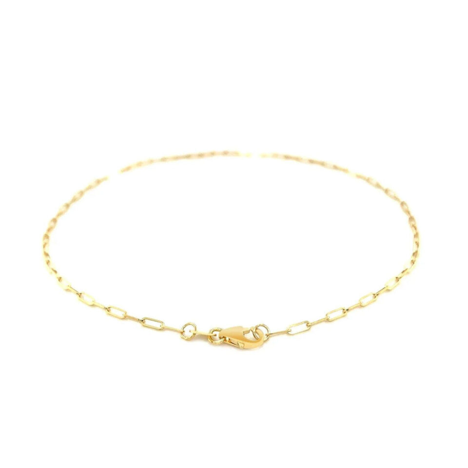 14K Yellow Gold Paperclip Anklet 1.5mm