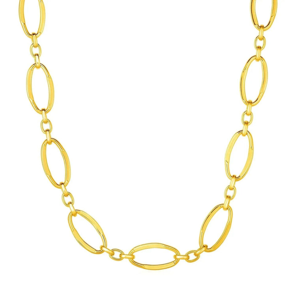 14K Yellow Gold Polished Oval Necklace Links