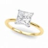 2 ct tw lab-grown diamond solitaire princess ring in solid 10K yellow gold, engagement ring, view 2