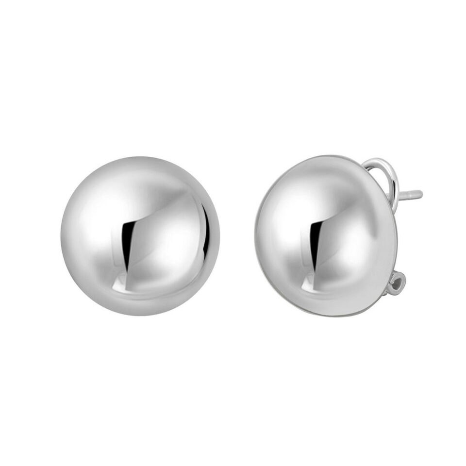 Puffed Button, Rhodium-Plated Sterling Silver