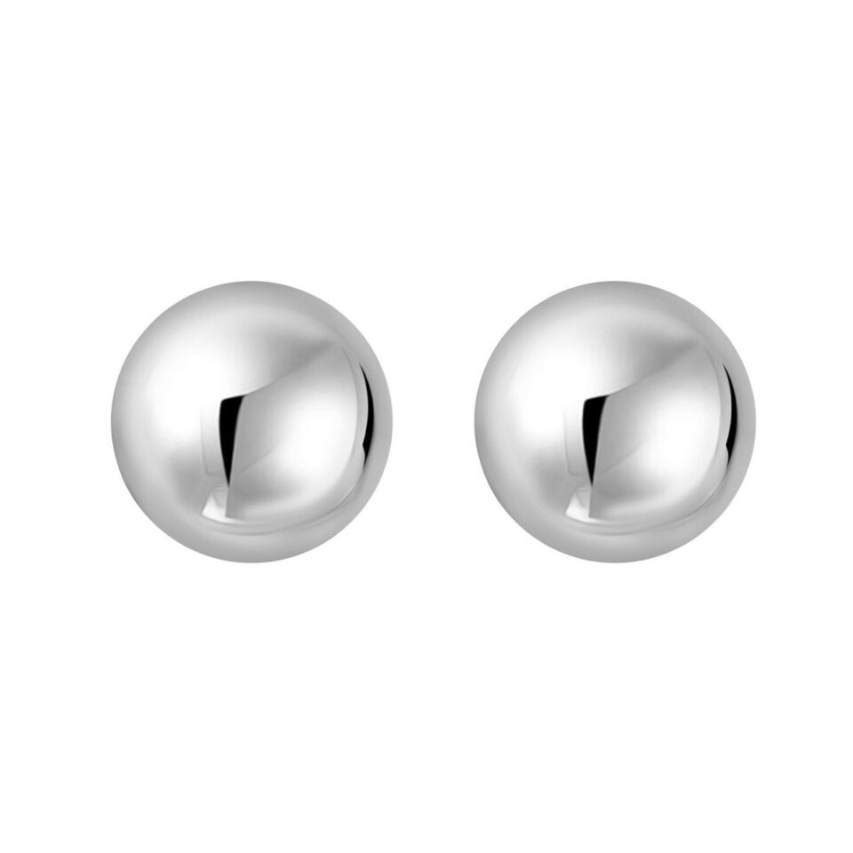Sterling silver rhodium plated puffed button, view 2