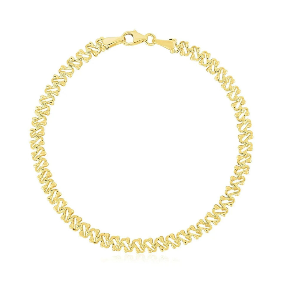 14K Yellow Gold Textured Bracelet