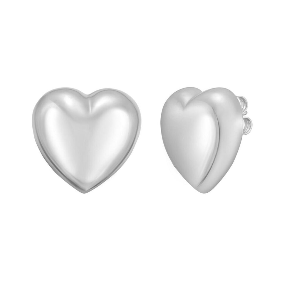 Puffed Large, Rhodium-Plated Sterling Silver
