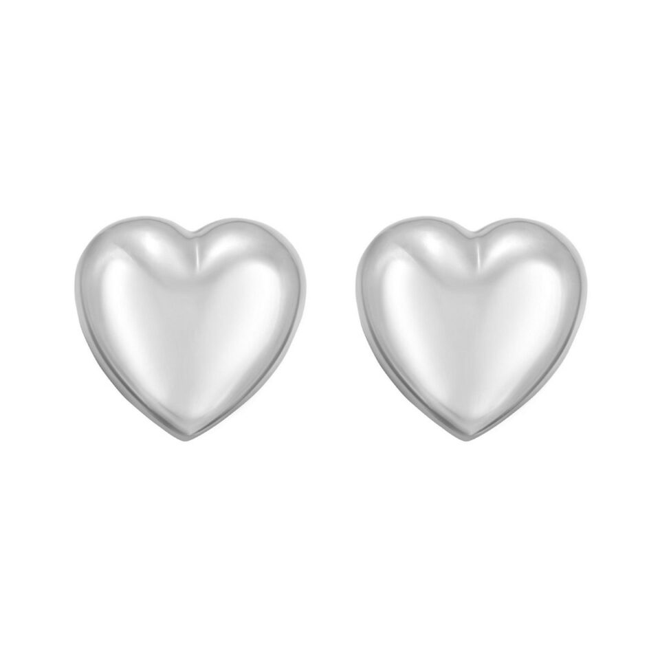 Sterling silver rhodium plated puffed large, view 2