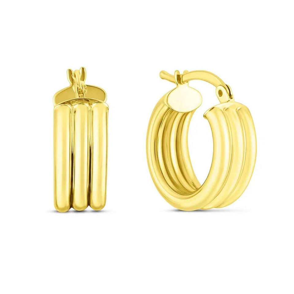 14K Yellow Gold Round Hoop Earrings 10.00mm