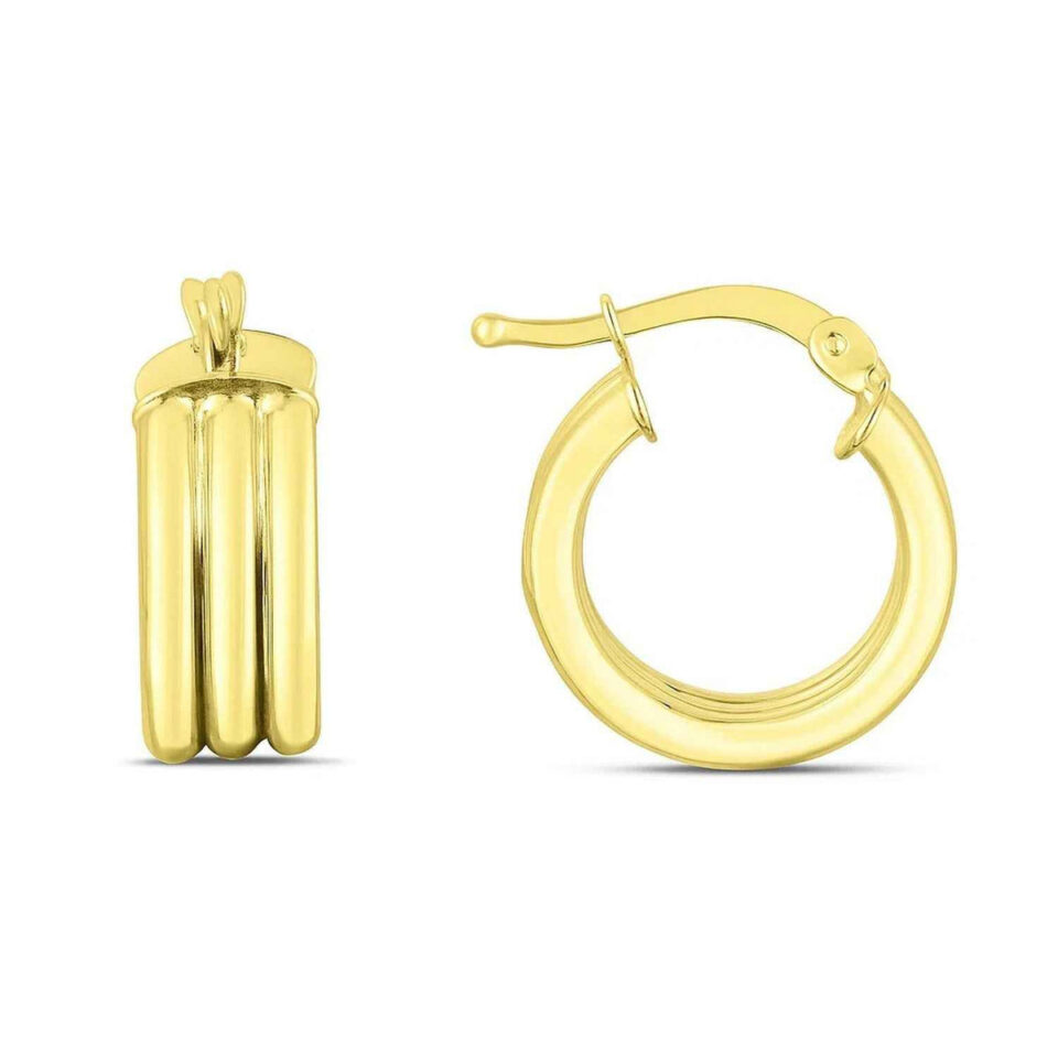 14K Yellow Gold Round Hoop Earrings 10.00mm