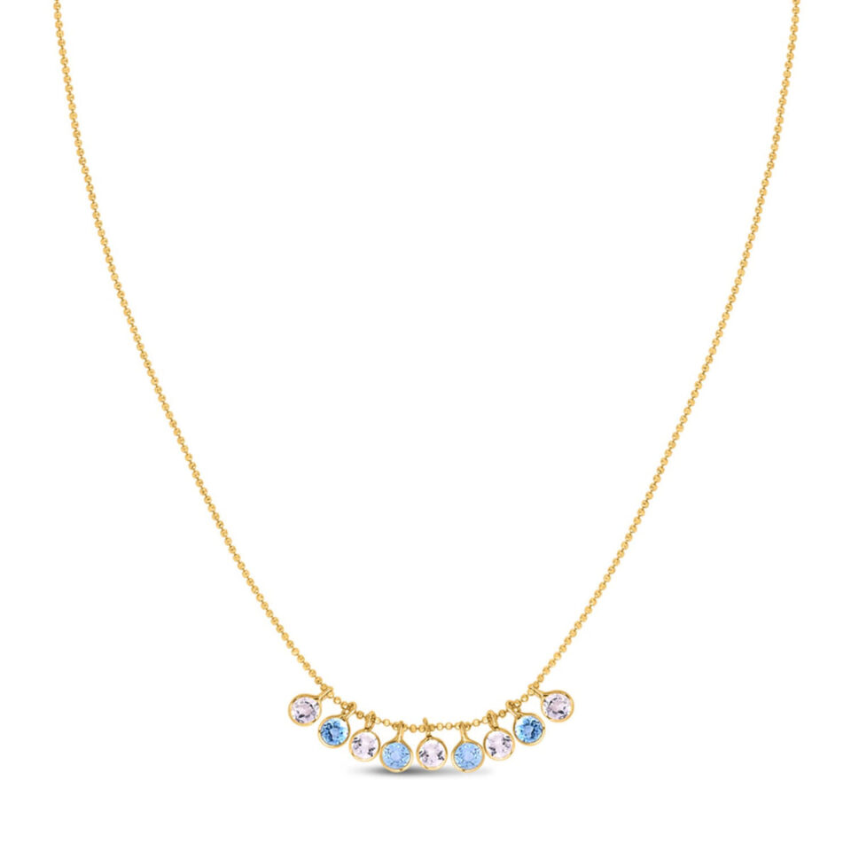 14K Yellow And White Gold Drop Topaz Necklace