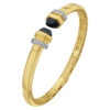 14K Yellow Gold Black Pyramid Art Deco Open Cuff Bangle, 6 mm