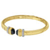 14K Yellow Gold Black Pyramid Art Deco Open Cuff Bangle, 6 mm
