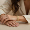 Paperclip oval bracelet in solid 14K yellow gold, view 4