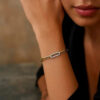 Paperclip lab-grown diamond bracelet in solid 14K yellow gold, view 2
