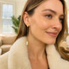 Mother of pearl drop earrings in solid 14K yellow gold, view 4