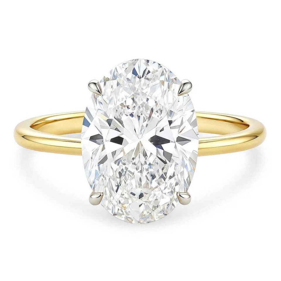 10K Yellow Gold Lab-Grown Diamond Solitaire Oval Ring 5cttw