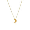 14K Yellow Gold Polished Moon Lab-Grown Diamond Necklace