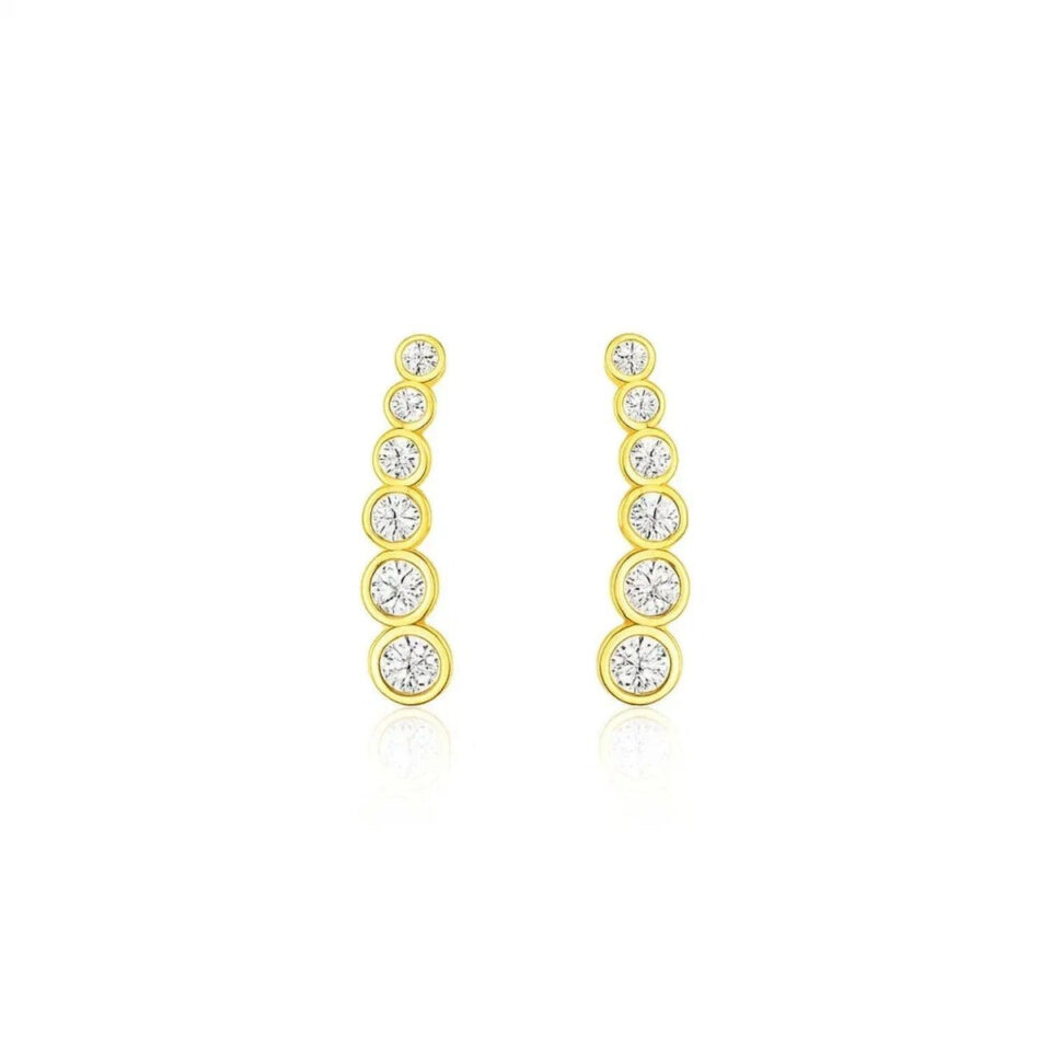 14K Yellow Gold Cubic Zirconia Earrings Graduated