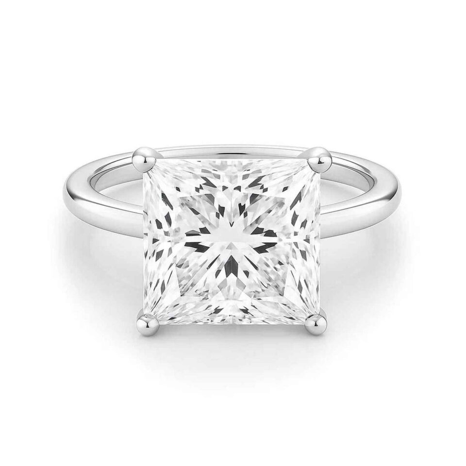 10K White Gold Lab-Grown Diamond Solitaire Princess Ring 5cttw