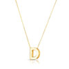 Yours truly block letter initial D necklace in solid 14K yellow gold